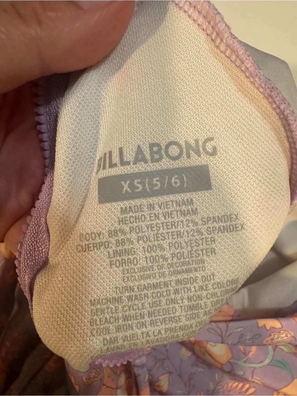 Billabong Lavender & Peach Floral Long-Sleeve Bodysuit